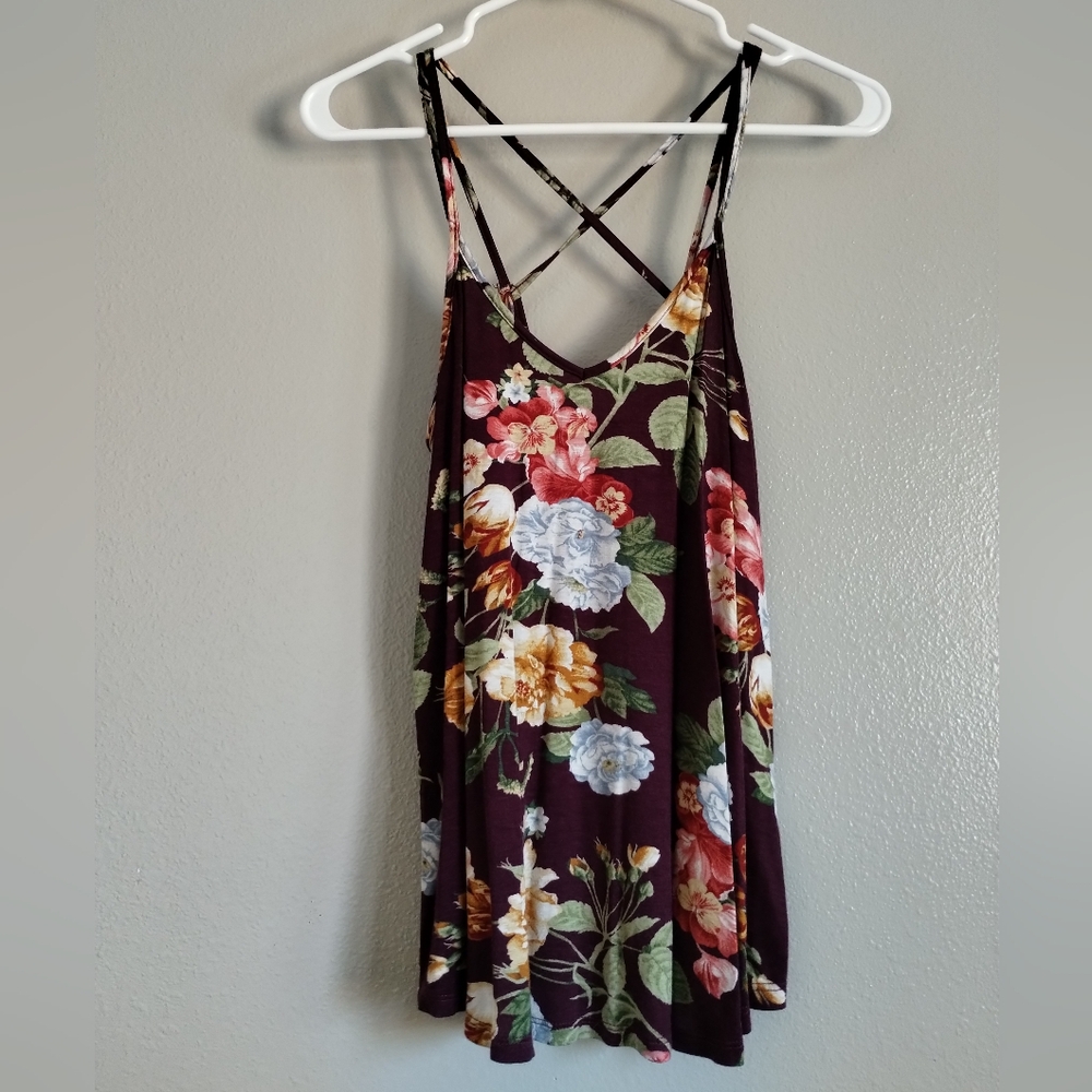 Papermoon Floral Tank Top - Burgundy and Multicolor
